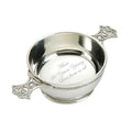 Example engraving (birthday): "Mum / 80 Years Young / Love from us all" inside the 4" Quaich Celtic Weave Handle