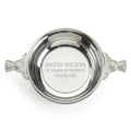 Example engraving (thank you): "David Wilson / 32 Years of Service / Thank You" inside the 4" Thistle Quaich Bowl