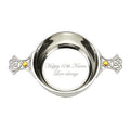 Example engraving (birthday): "Happy 60th Karen / Love always" inside the 5" Quaich Bowl Celtic Weave Handle Topaz