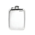 Polished 6oz pewter hip flask with screw cap closure.