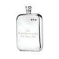 Example engraving (gift for dad): "Dad / For the hill and the road home / Love, Freya & Noah" on the 8oz Pewter Victorian Pewter Hip Flask