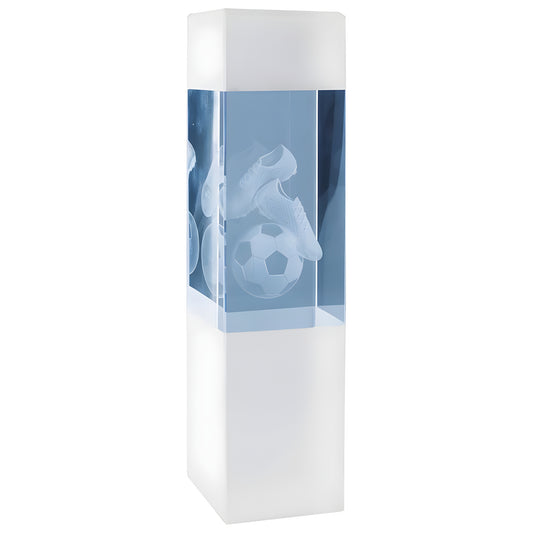 190mm crystal football award with etched soccer ball and shoe