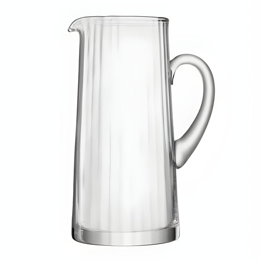 Elegant clear glass water pitcher with handle and spout