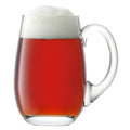 750ml curved glass tankard filled with amber ale topped with frothy head.