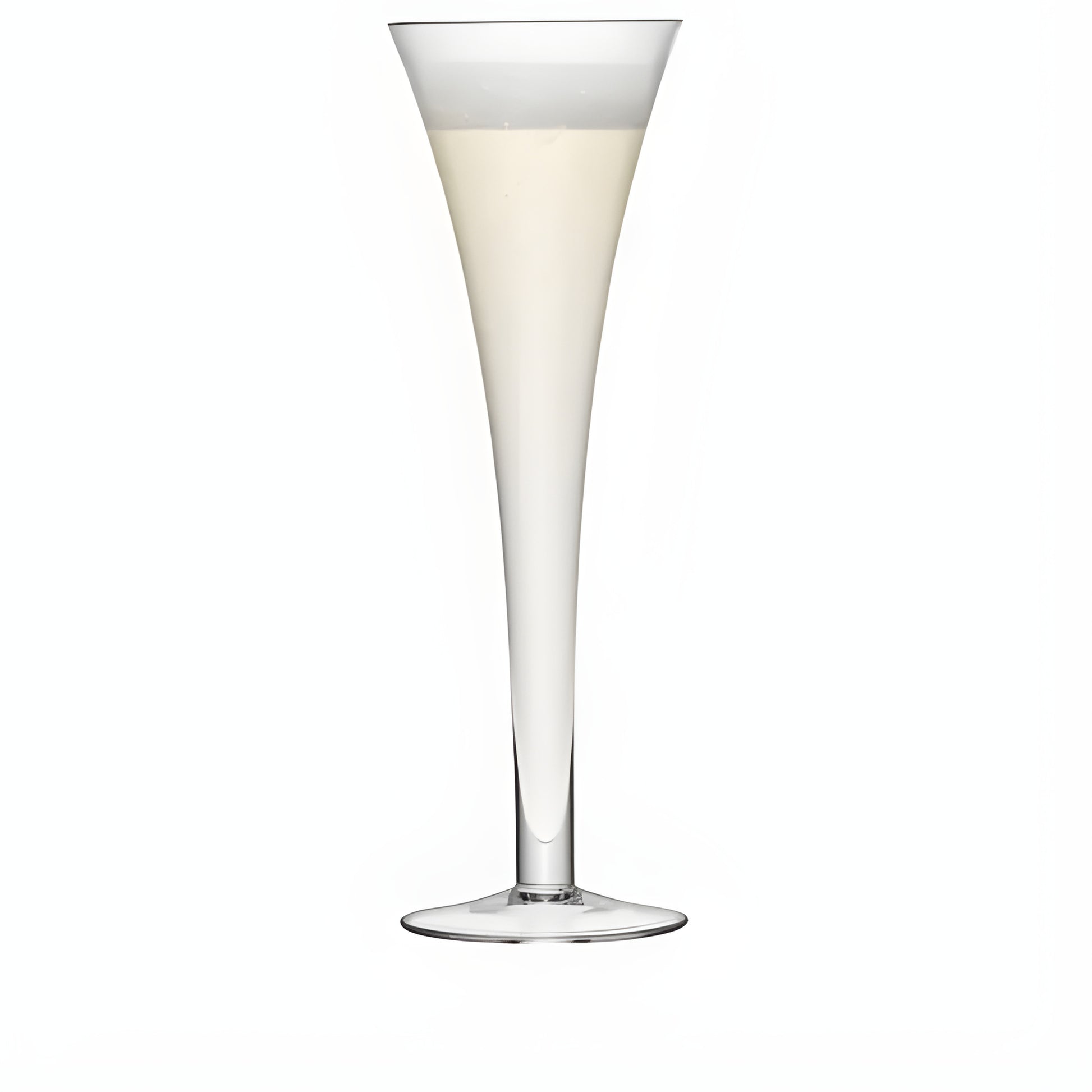 Elegant hollow stem champagne flute with slim design and clear glass.