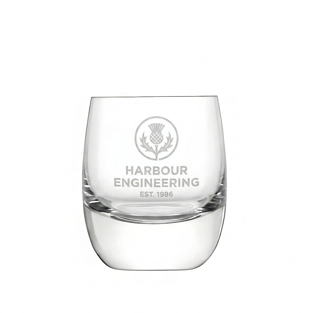 Example engraving (company logo): "HARBOUR ENGINEERING / EST. 1986" on the Bar Whisky Tumbler