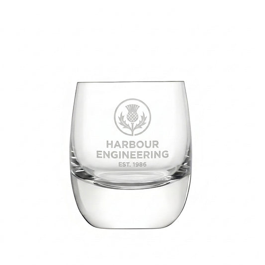 Example engraving (company logo): "HARBOUR ENGINEERING / EST. 1986" on the Bar Whisky Tumbler