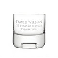 Example engraving (thank you): "David Wilson / 32 Years of Service / Thank You" on the Cask Whisky Glass Tumbler