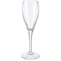 Elegant clear glass flute for champagne with crystal design.