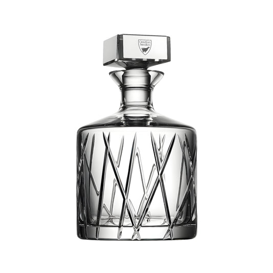 Orrefors crystal decanter with modern elegant design, 95cl capacity.