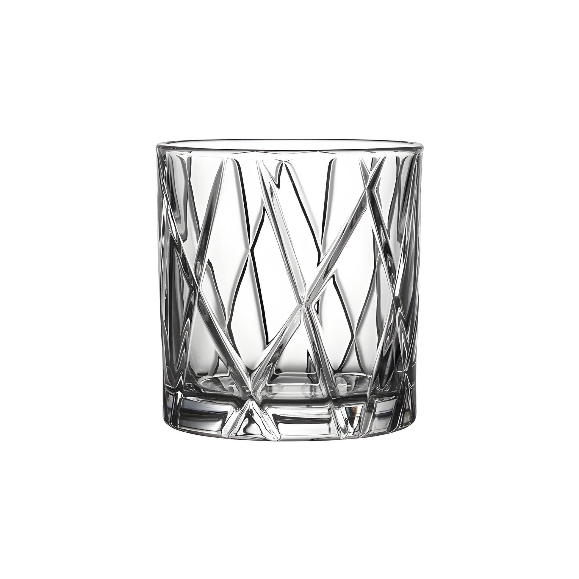 Crystal whiskey glass with intricate cut design