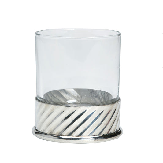 Glass with metallic base ideal for whisky and cocktails