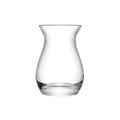 Clear glass vase with a simple, elegant design for flowers.