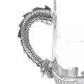 Glass tankard with pewter Welsh dragon handle depicting silver scales.