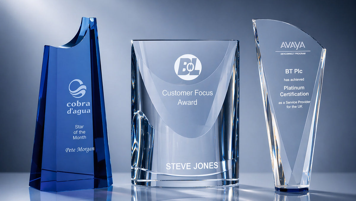 Engraved glass awards