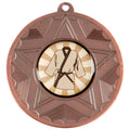 Bronze medal with karate gi design on star background.