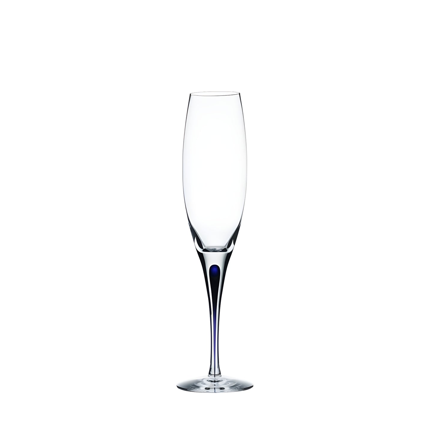 Elegant 26cl blue champagne glass, clear crystal flute design.