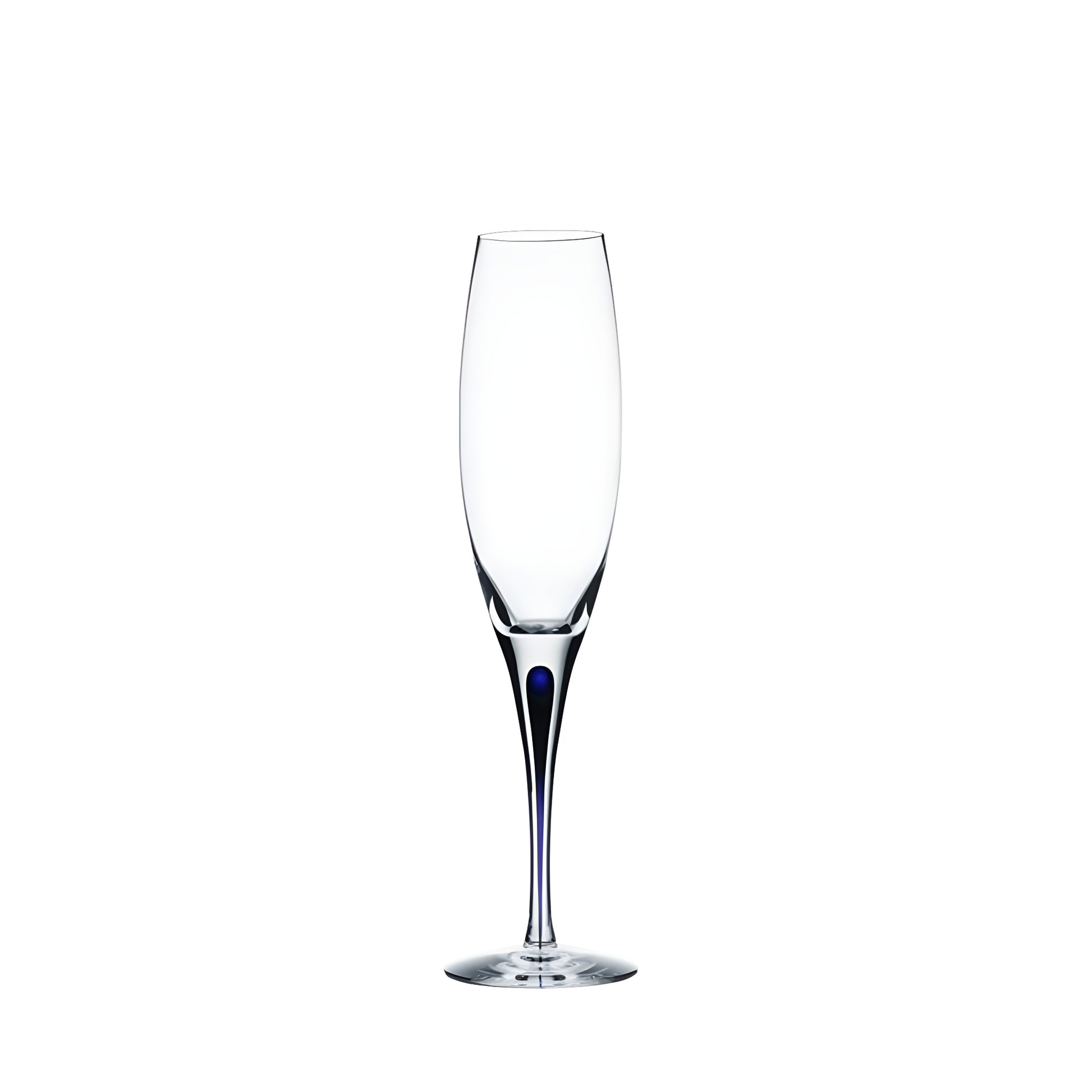 Elegant 26cl blue champagne glass, clear crystal flute design.