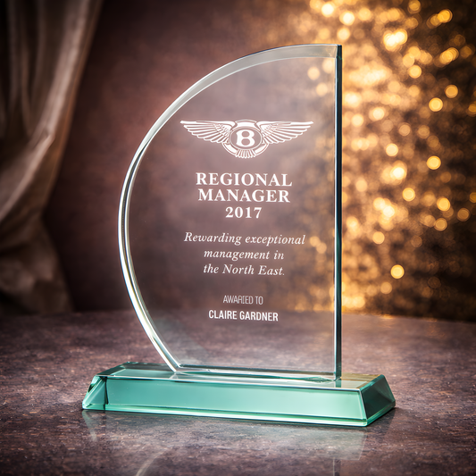 Jade glass award for Regional Manager 2017 in the North East