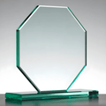 Clear jade octagon glass award trophy with shining base