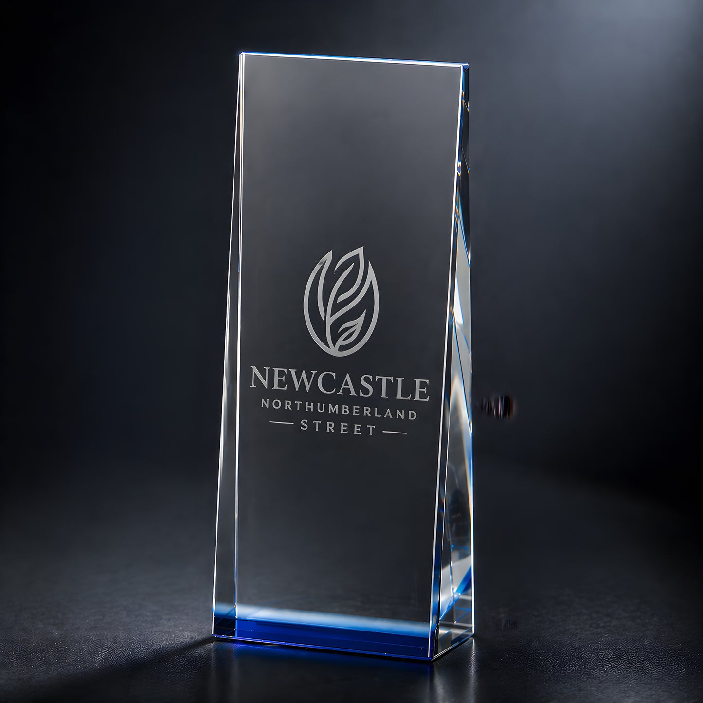 Legend crystal award with Newcastle Northumberland Street engraving