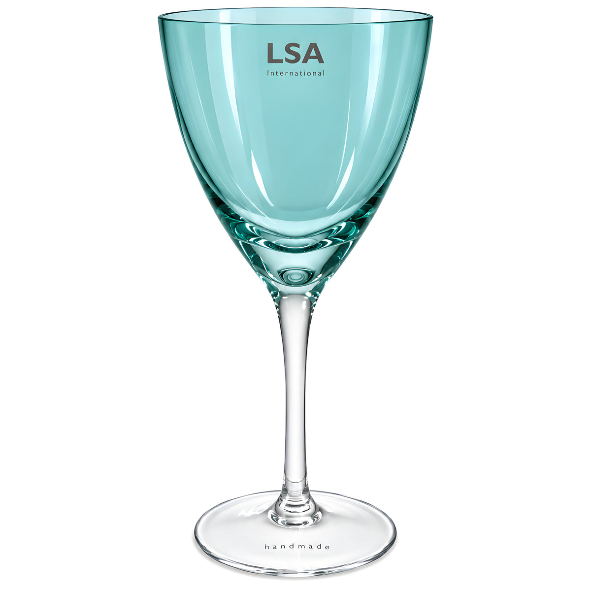 Teal handmade crystal wine glass by LSA International