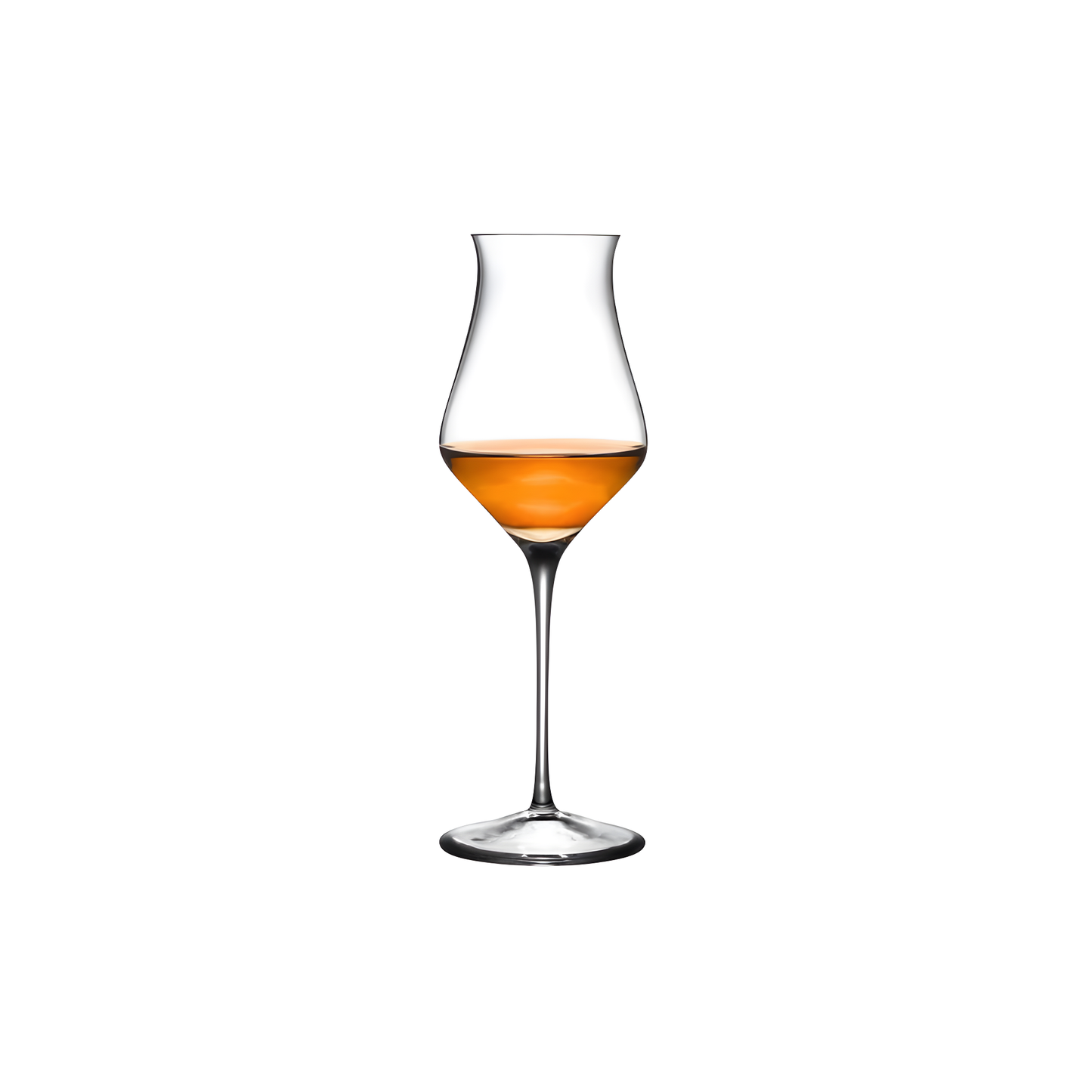 Nude whiskey glass with 190ml cognac in a tulip-shaped stemware.
