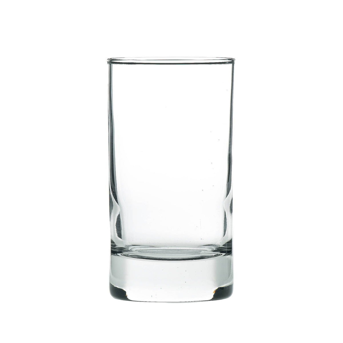 Clear 140ml tumbler glass shown against a white background, ideal for beverages.