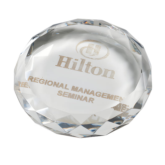Crystal paperweight for Hilton Regional Management Seminar