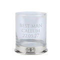 Example engraving (wedding party): "Best Man / Callum / 22.05.27" on the Pewter Whisky Glass