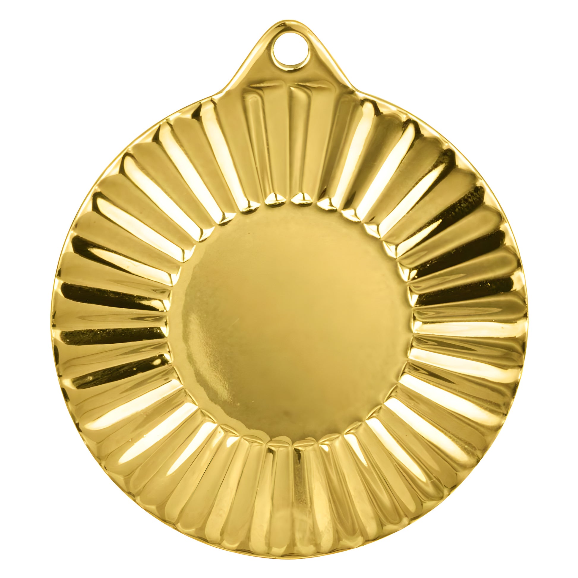 Gold round blank medal with embossed edge for awards.