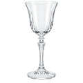 Crystal stemware wine glass with classic design on white background.