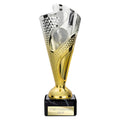 Silver and gold rodeo trophy cup with custom engraving option on marble base.