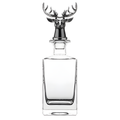 750ml square crystal whiskey decanter with deer head stopper.