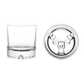 320ml tumbler with stag design embossed on glass base.