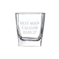Example engraving (wedding party): "Best Man / Callum / 22.05.27" on the Stephanie Square Whisky Glass
