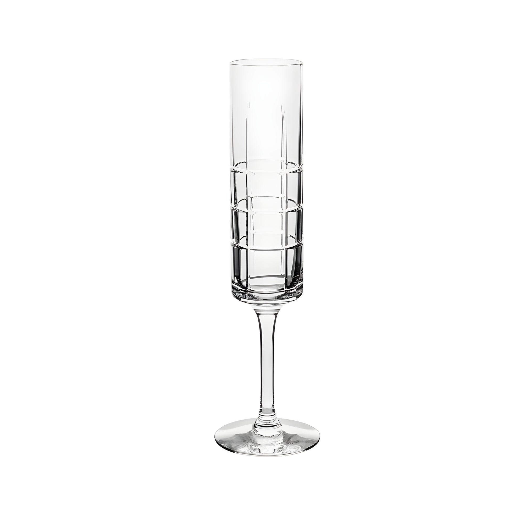 Crystal clear tall champagne flute glass with elegant design