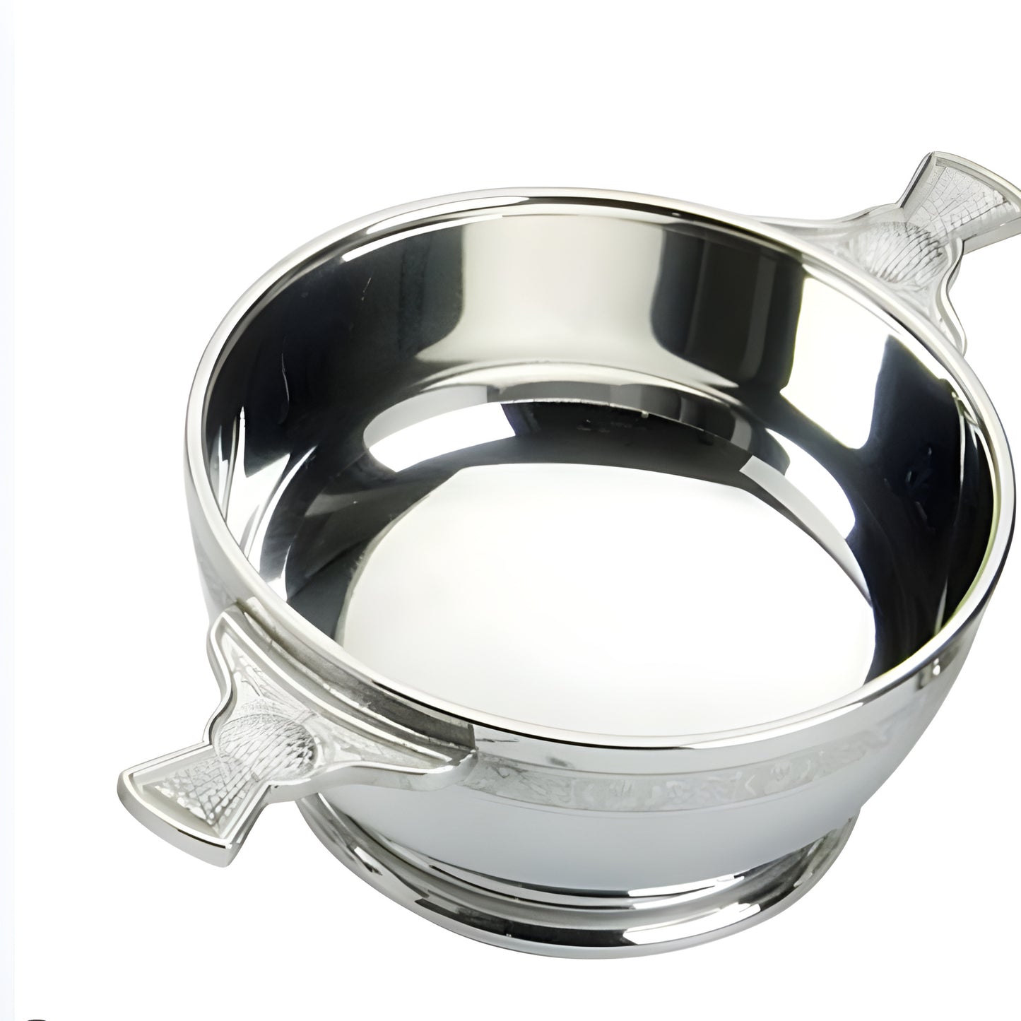 Silver Scottish quaich bowl with thistle handles.