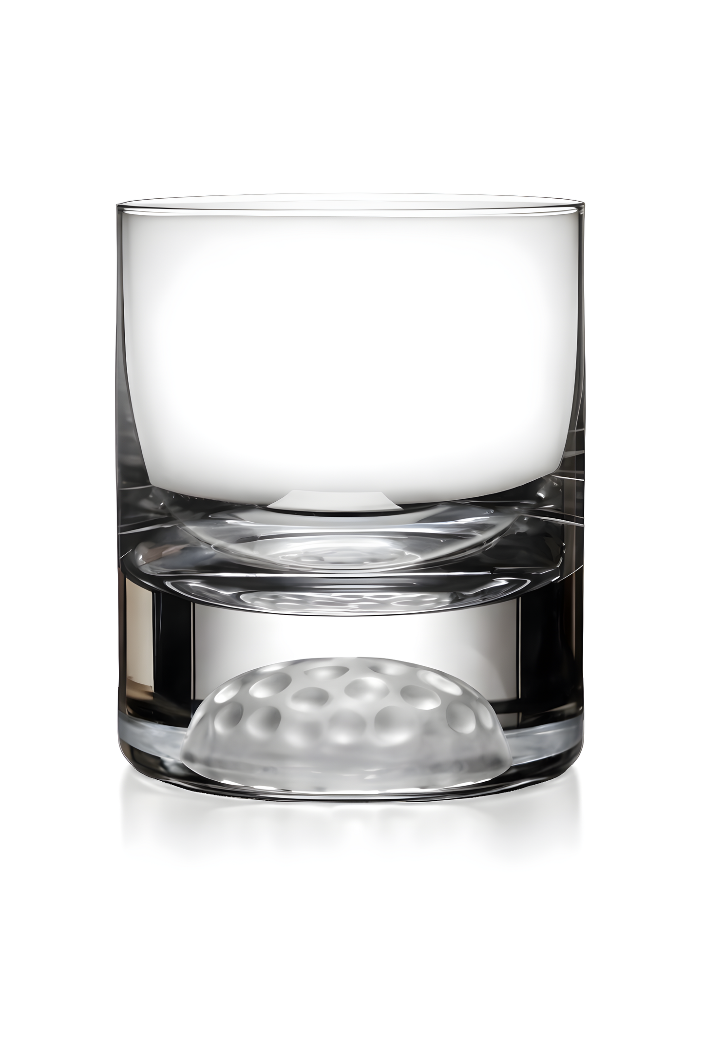 Clear 250ml tumbler with dimpled golf-like base design.
