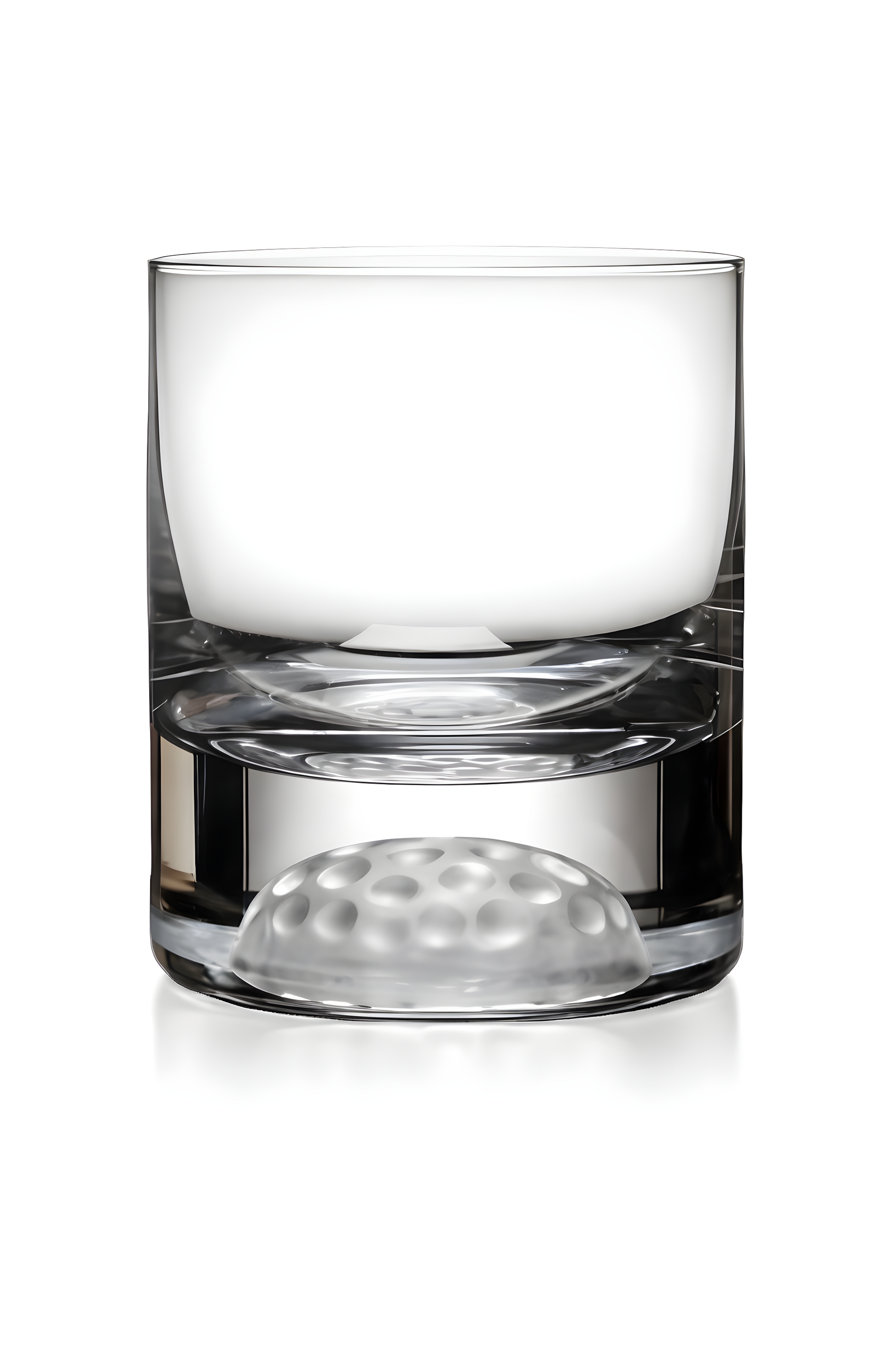 Clear 250ml tumbler with dimpled golf-like base design.