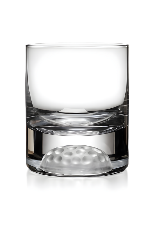 Clear 250ml tumbler with dimpled golf-like base design.