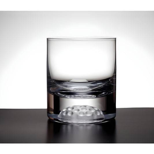 250ml glass tumbler with golf ball design at the base