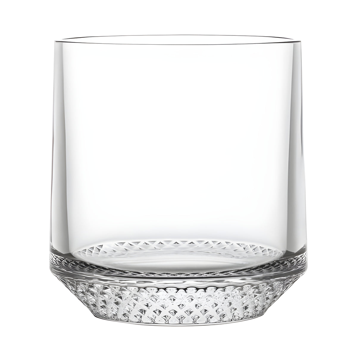 Clear 330ml tumbler with inverted and textured base design.