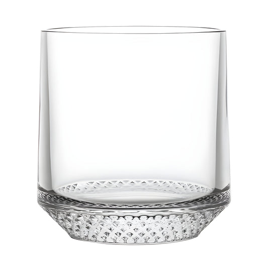 Clear 330ml tumbler with inverted and textured base design.