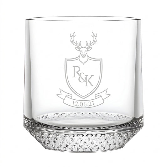 Example engraving (crest): "R & K / 12.06.27" on the Tumbler With Inverted Base 330ml
