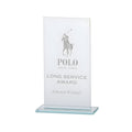 Engraved jade glass long service award plaque.