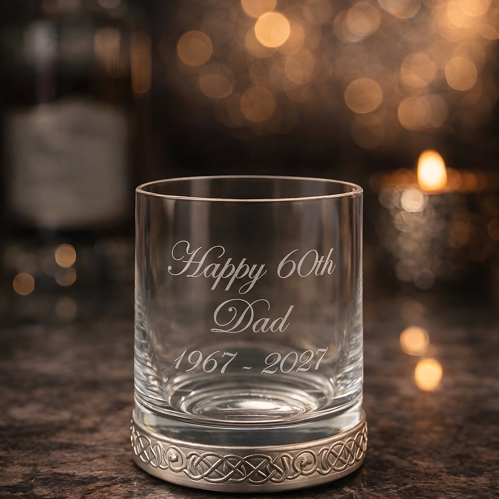 Engraved whisky glass