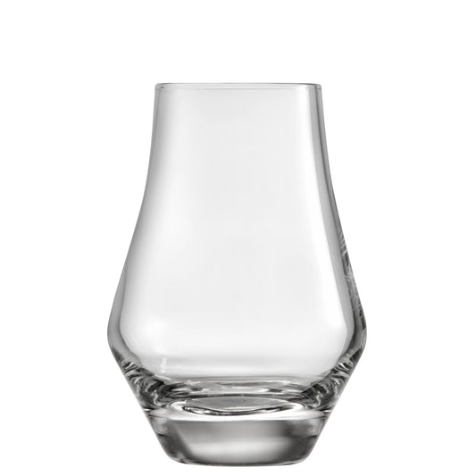 Clear 185ml crystal whisky tasting glass with tulip shape.