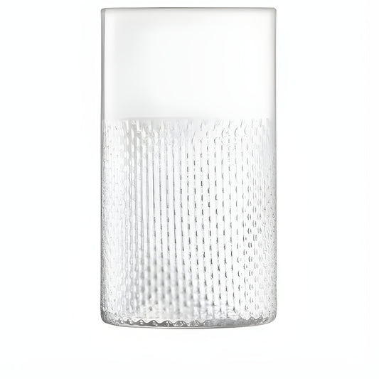 Textured glass decorative vase on white background.